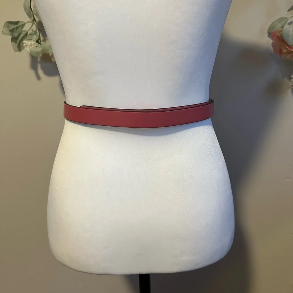 Mario Valentino Logo Slim Leather Belt